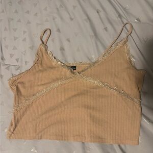 Windsor Tan Ribbed Lace Crop Camisole
